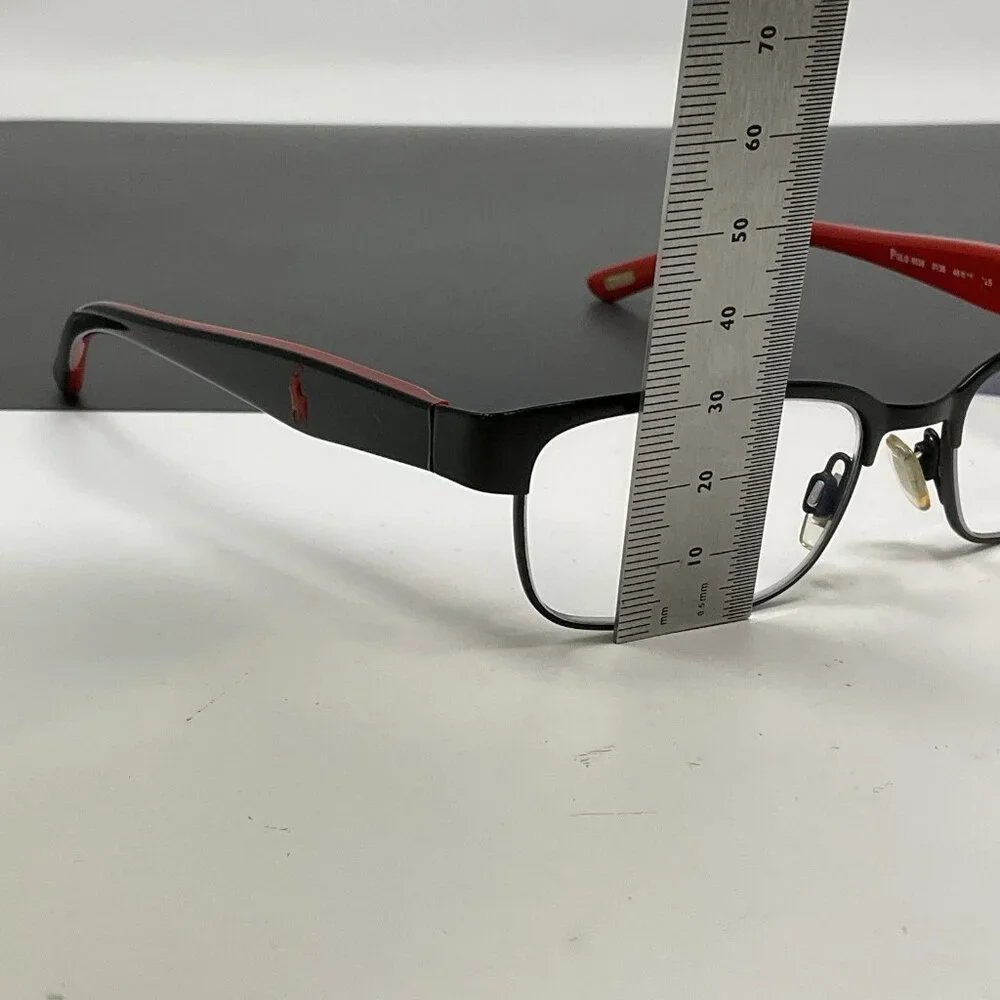 Polo Ralph Lauren 8036 3136 Black Red Rectangle Kids Eyeglasses Frames 46-15 125